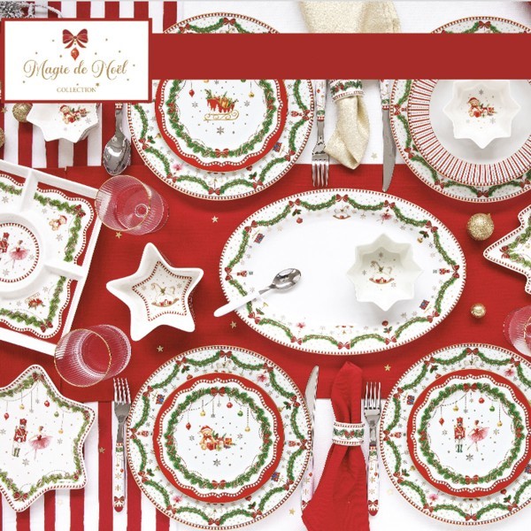 Platos Postre Magie Noël – Set 4 Piezas – 19 cm – Porcelana – Tognana Navidad