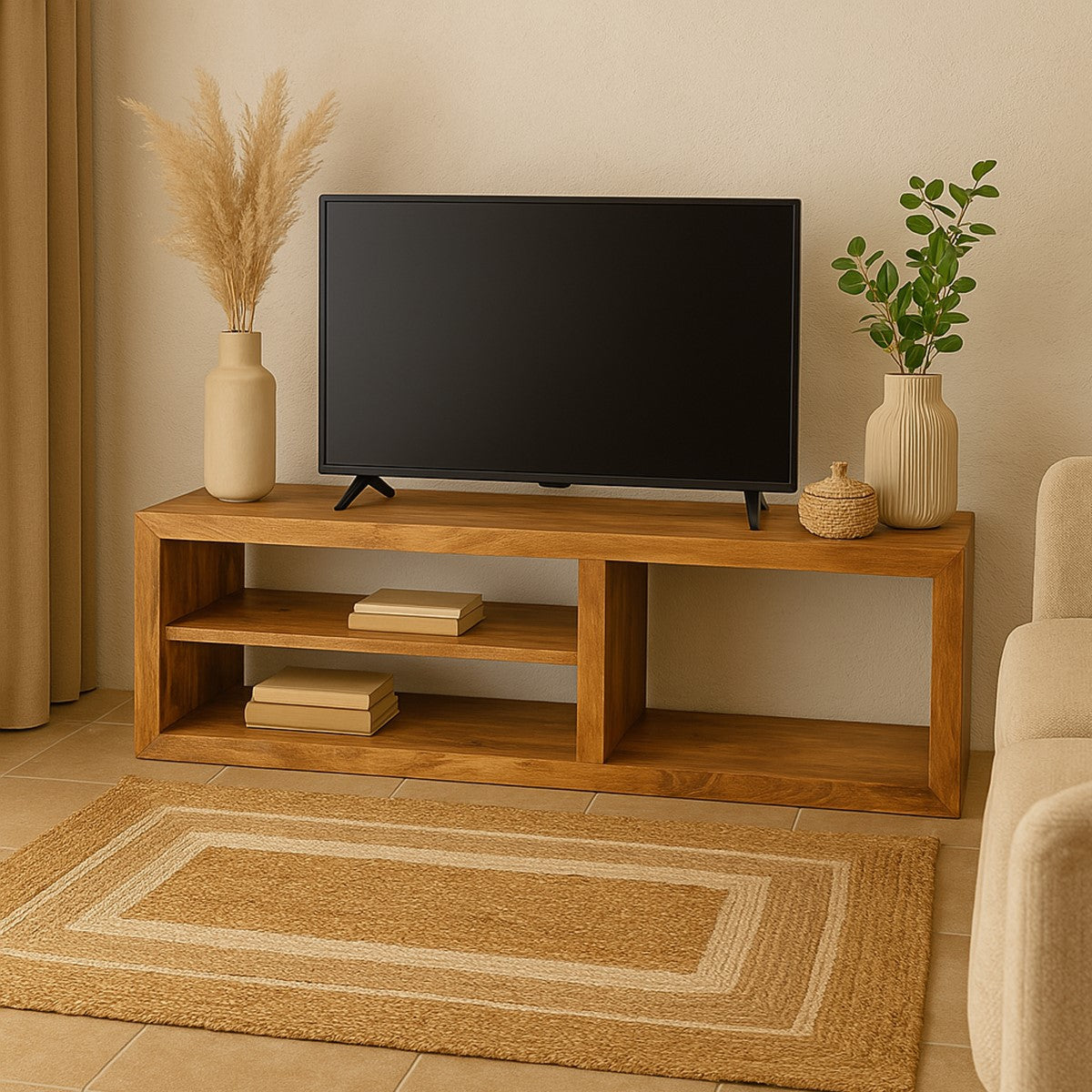 MUEBLE TV 140×50 CM — MADERA DE ACACIA