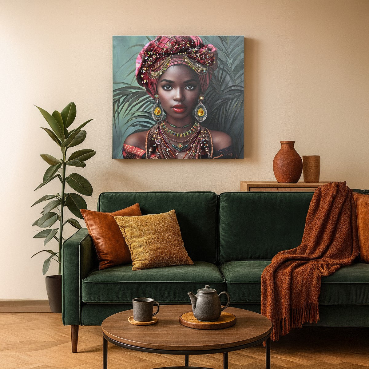 CUADRO MUJER AFRICANA 60×60 CM — LIENZO IMPRESO