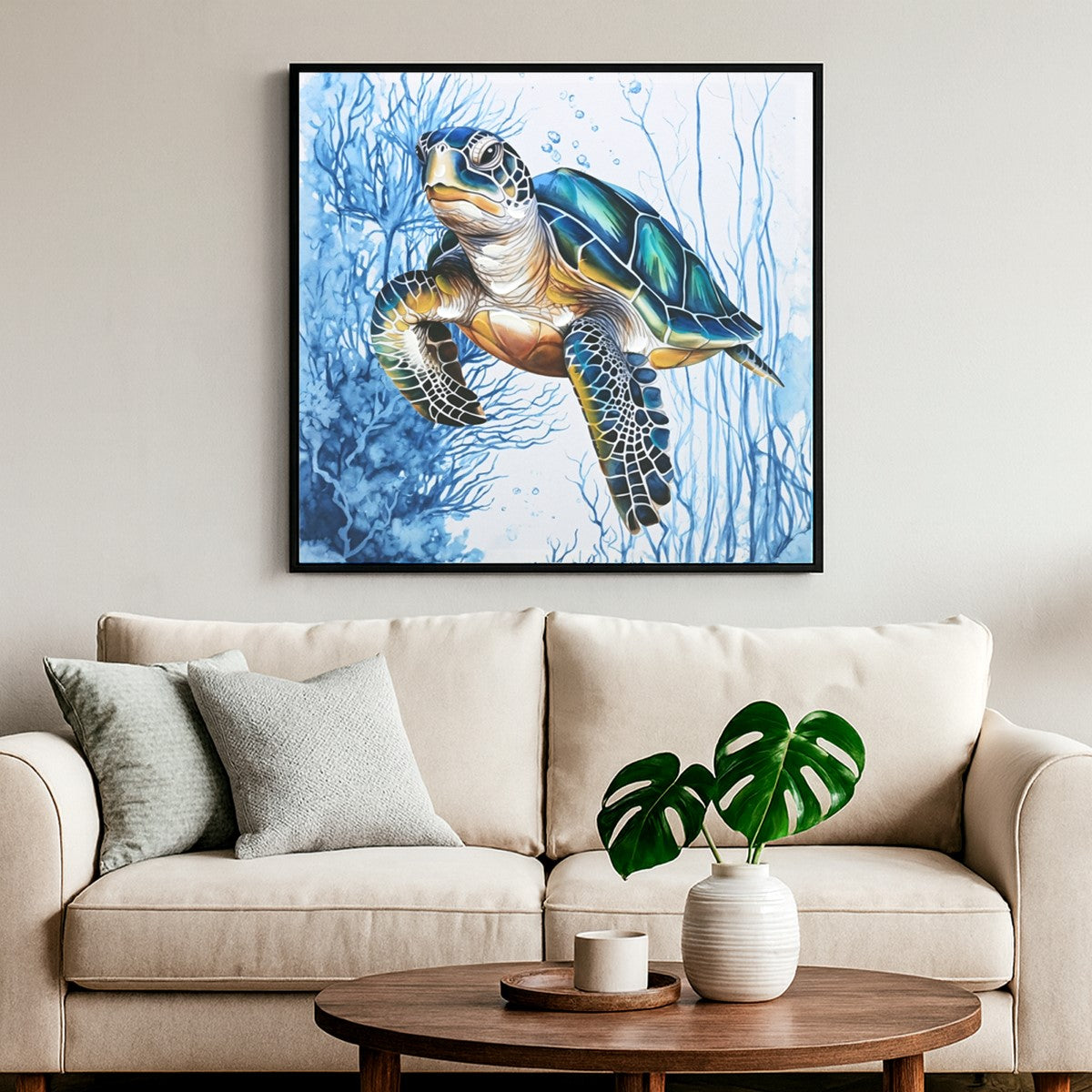 CUADRO TORTUGA 62×62 CM — LIENZO IMPRESO