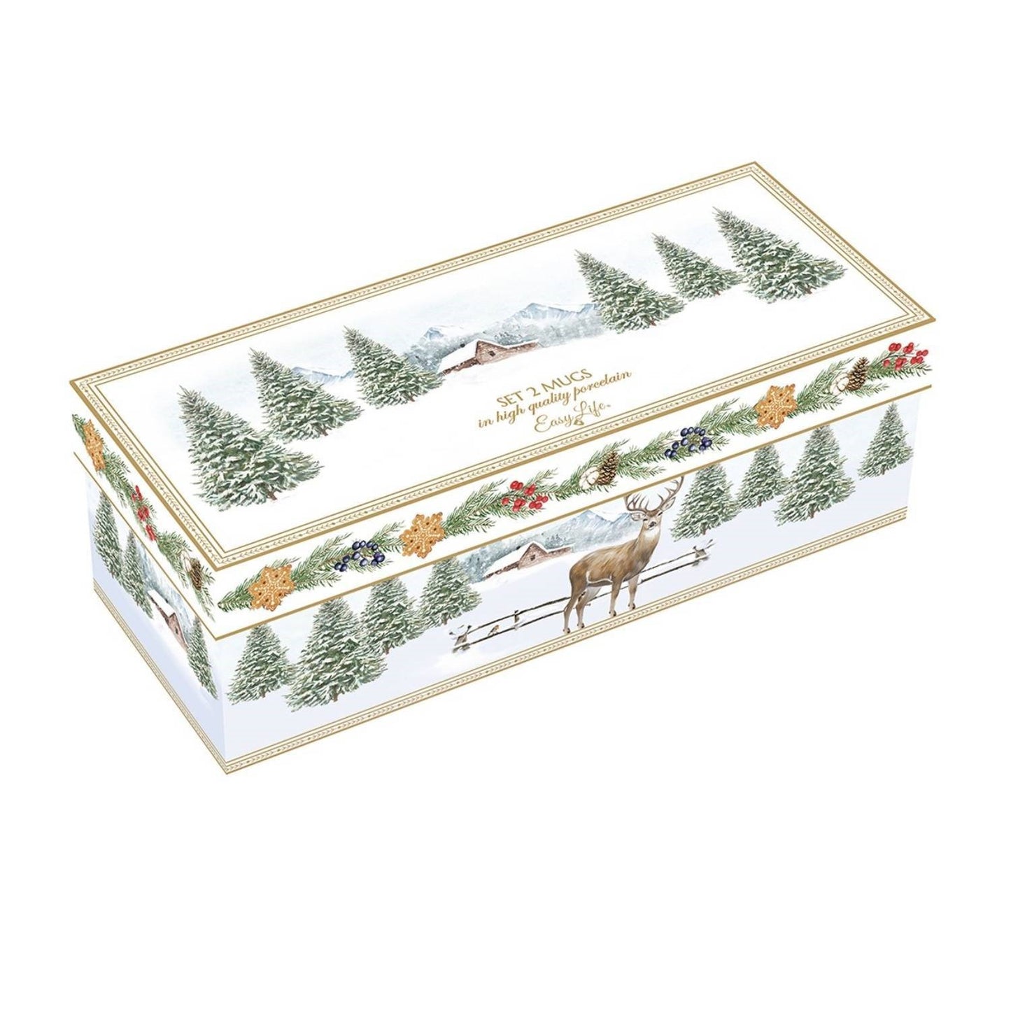 Mugs White Forest – Set 2 Piezas – 30cl – Porcelana – Tognana Navidad