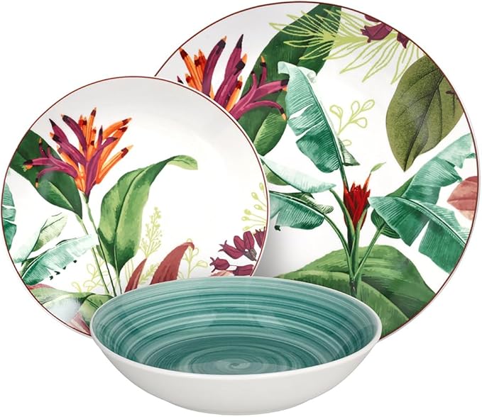 Vajilla Tropicalia 18 Piezas – Porcelana – Tognana Diseño Tropical Italiano