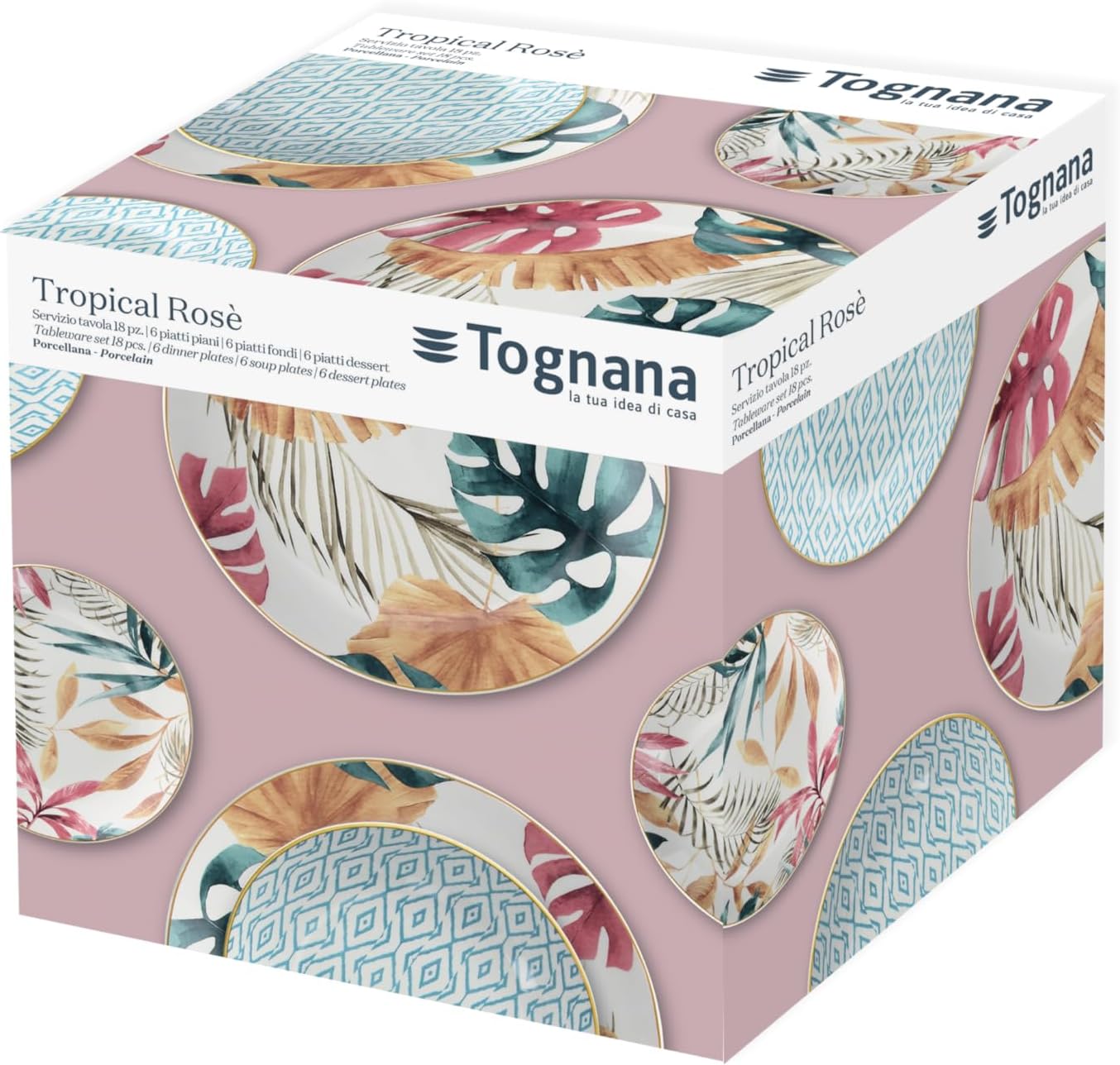 Vajilla Tropical 18 Piezas – Porcelana – Tognana Diseño Italiano