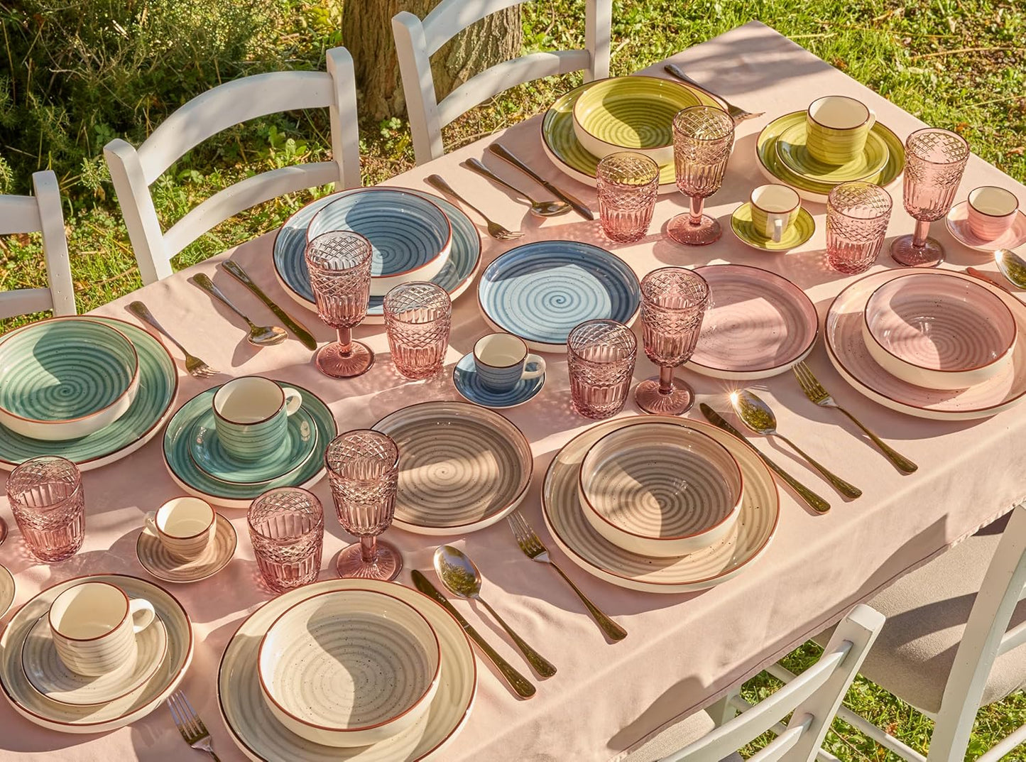 Tazas de Café con Plato Urban Pastel – Set 6 Piezas – Stoneware – Tognana