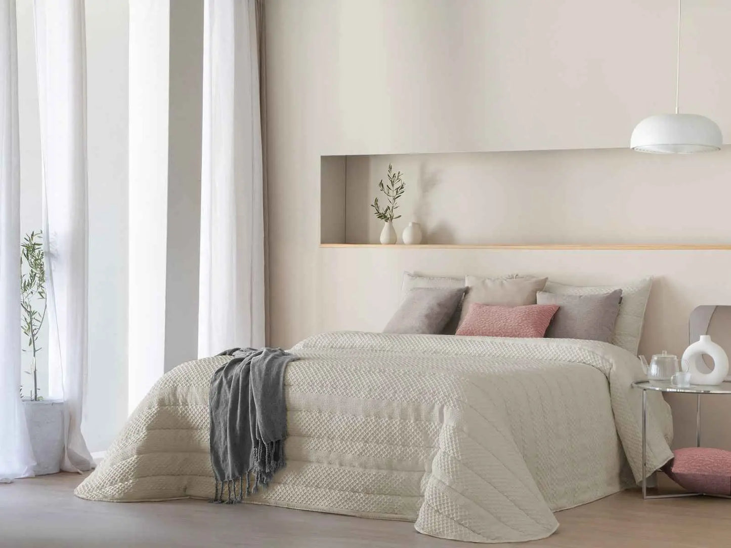 COLCHA BOUTI IM LINDEL BEIGE FUN&DECO 150 cm