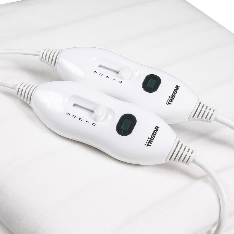 Manta Eléctrica Tristar BW-4752 Blanca 120W para 2 Personas con 2 Zonas de Calor