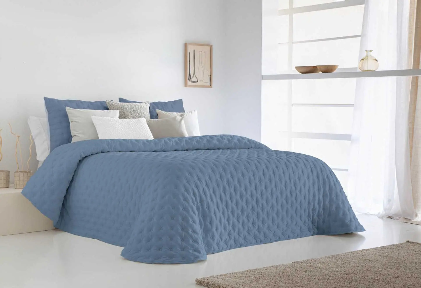 EDREDON CONFORTER REVERSIBLE ANISA AZUL FUN&DECO, 250x270 cm