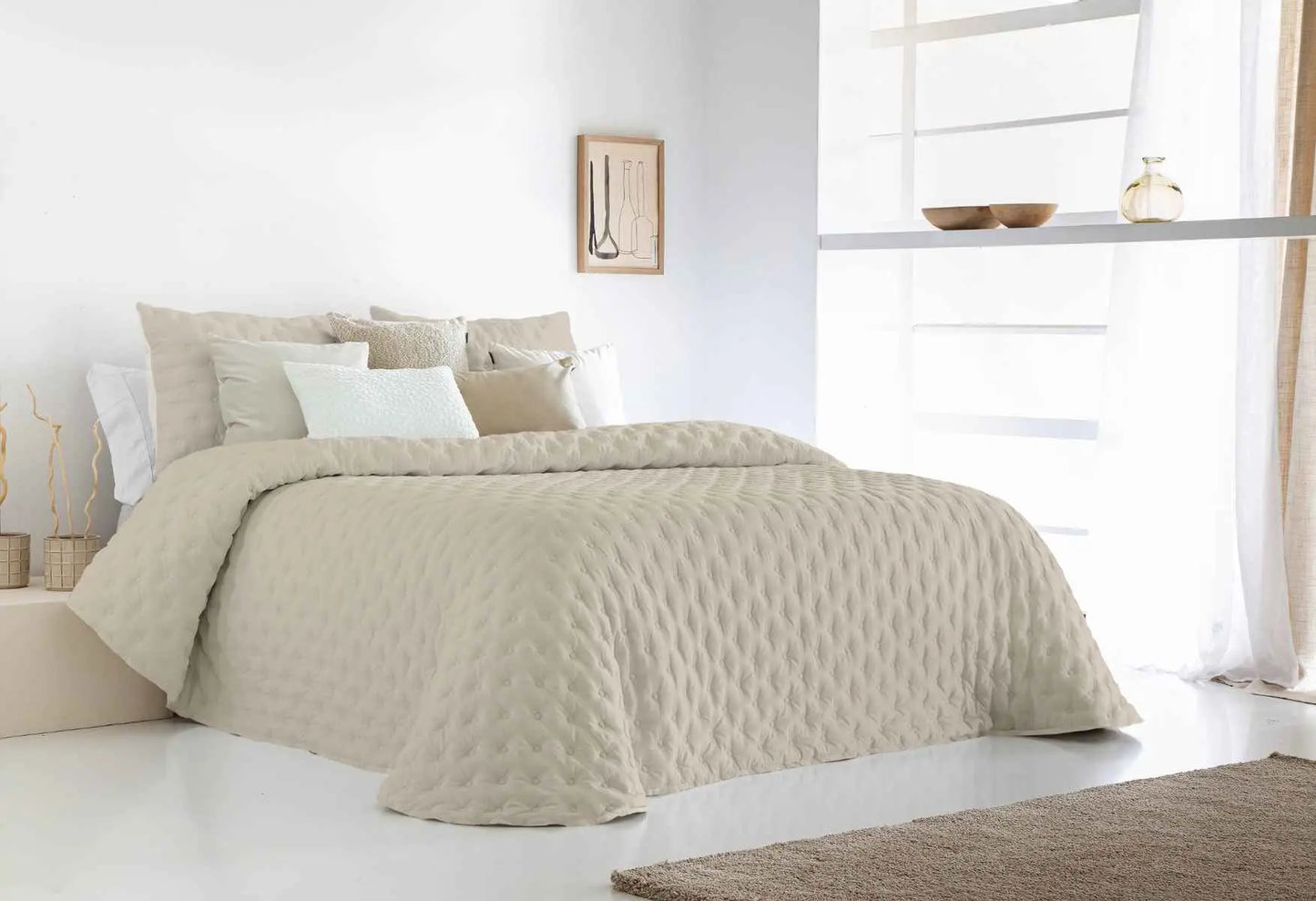 EDREDON CONFORTER REVERSIBLE ANISA BEIGE FUN&DECO 205x270 cm