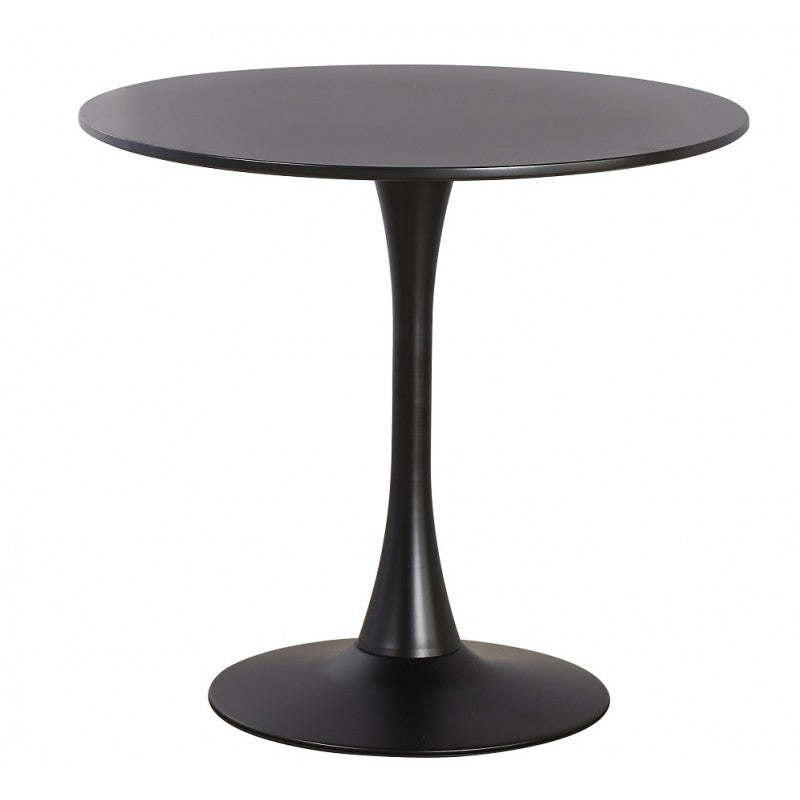 Mesa TUL, base de metal, tapa lacada negra, 90 cms de diámetro