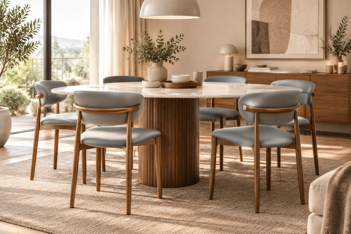 Silla de Comedor Moderna Tapizada en Similpiel Gris Dachau