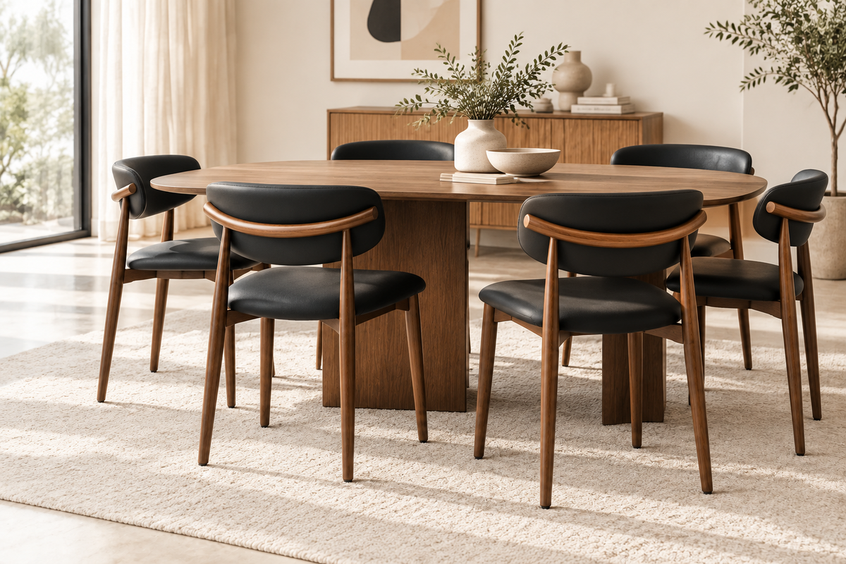 Silla de Comedor Moderna Tapizada en Similpiel Negra Dachau