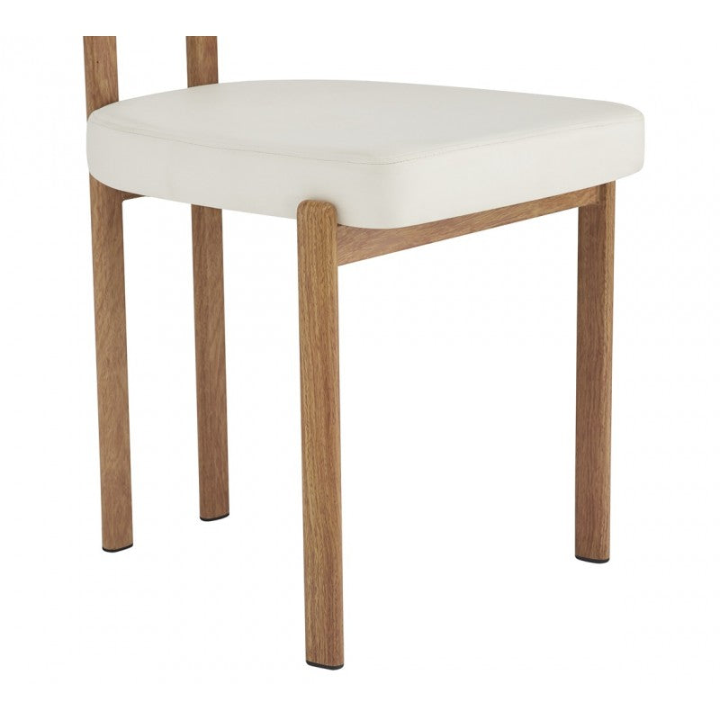 Silla Mesina Metal con Acabado Madera y Tapizado Similpiel Blanca – Diseño Moderno