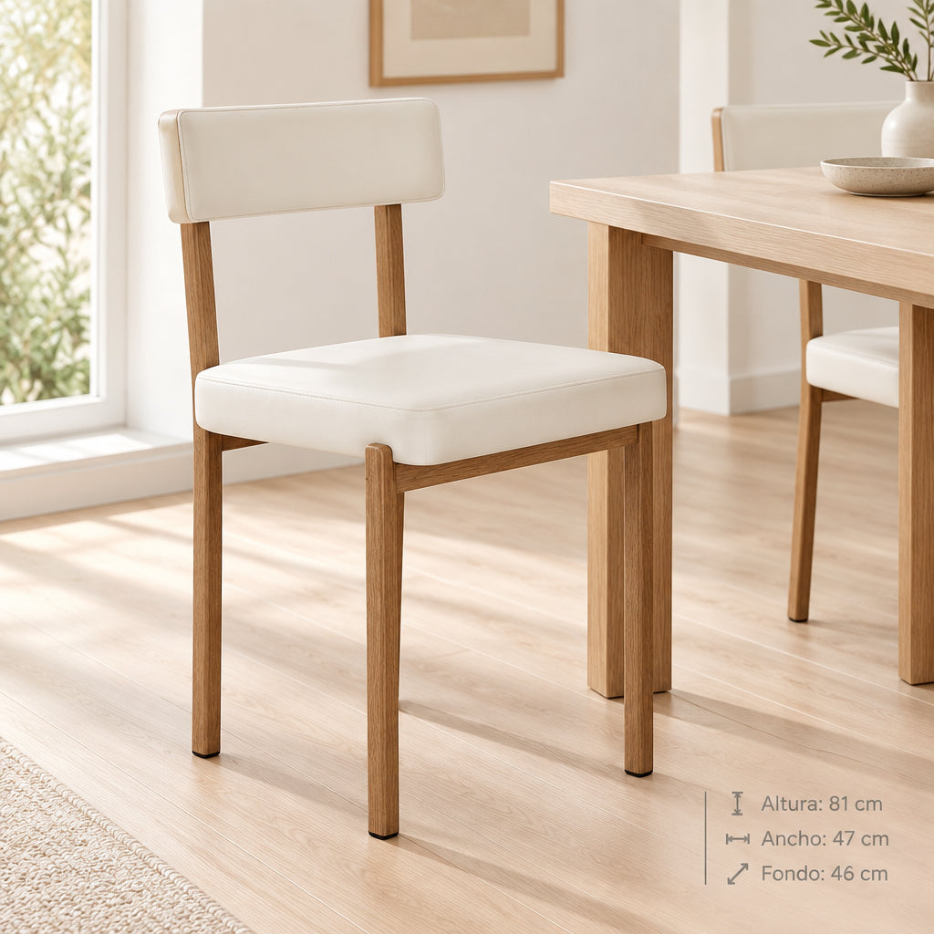 Silla de Comedor Moderna Tapizada en Similpiel Blanca Mesina