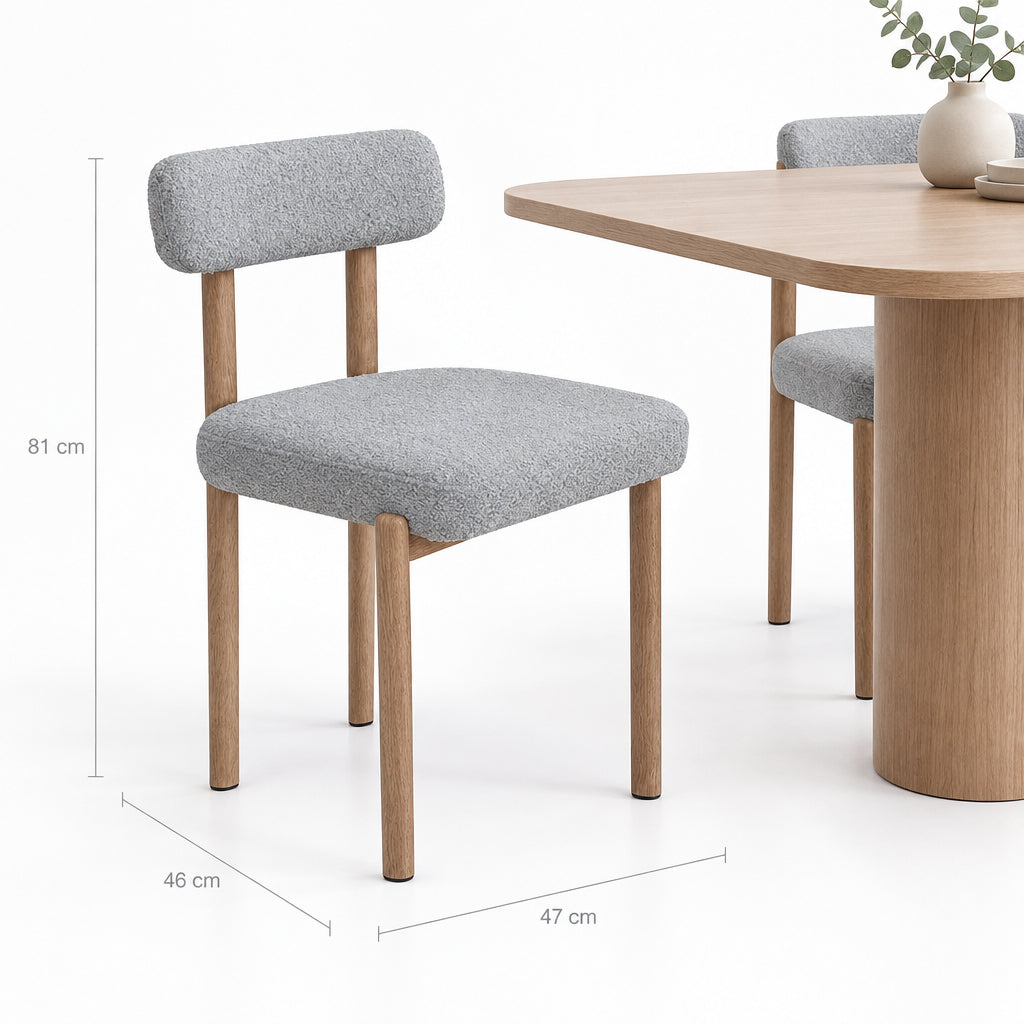 Silla de Comedor Moderna Tapizada en Bouclé Gris Mesina