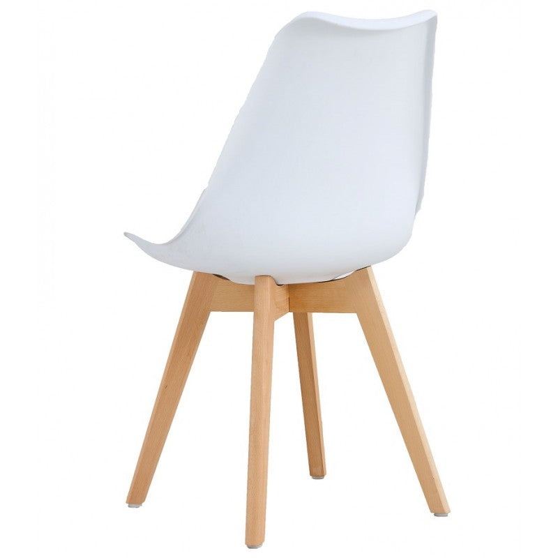Silla TORRE 4P ( SU ), madera, polipropileno y cojín blanco