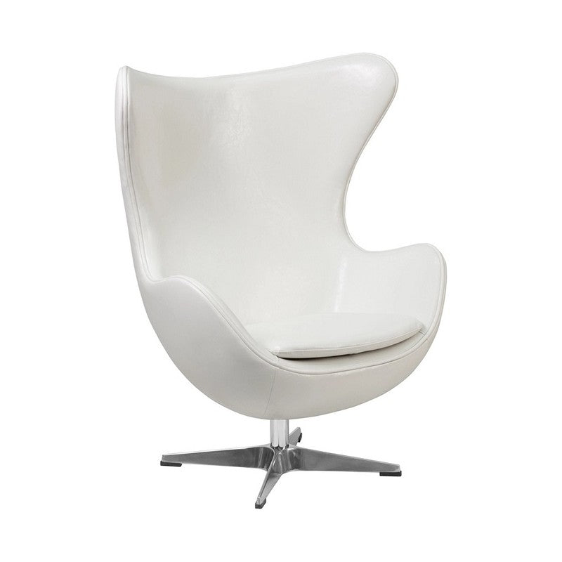 Sillón EG, tapizado similpiel blanca