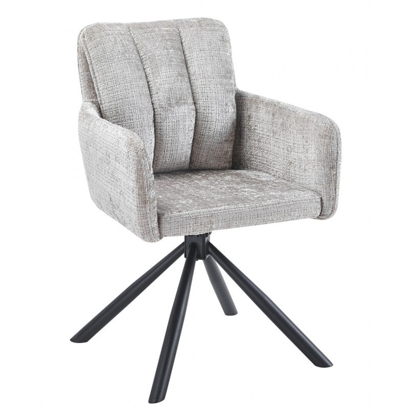 Sillón Vaduz Metal Giratorio con Tapizado Cremona Gris – Diseño Moderno
