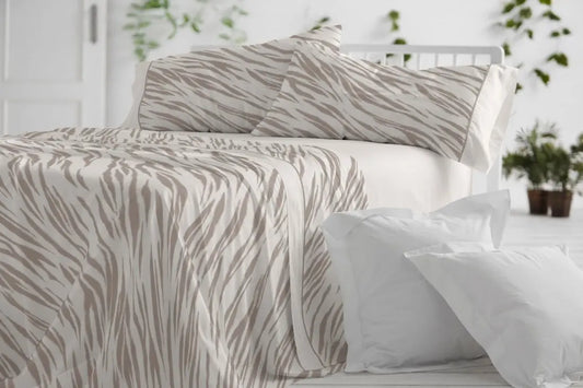 JUEGO DE SABANAS TELA 050 MOKA BURRITO BLANCO 180 cm