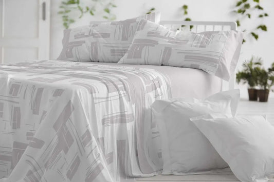 JUEGO DE SABANAS TELA 142 GRIS BURRITO BLANCO 135 cm