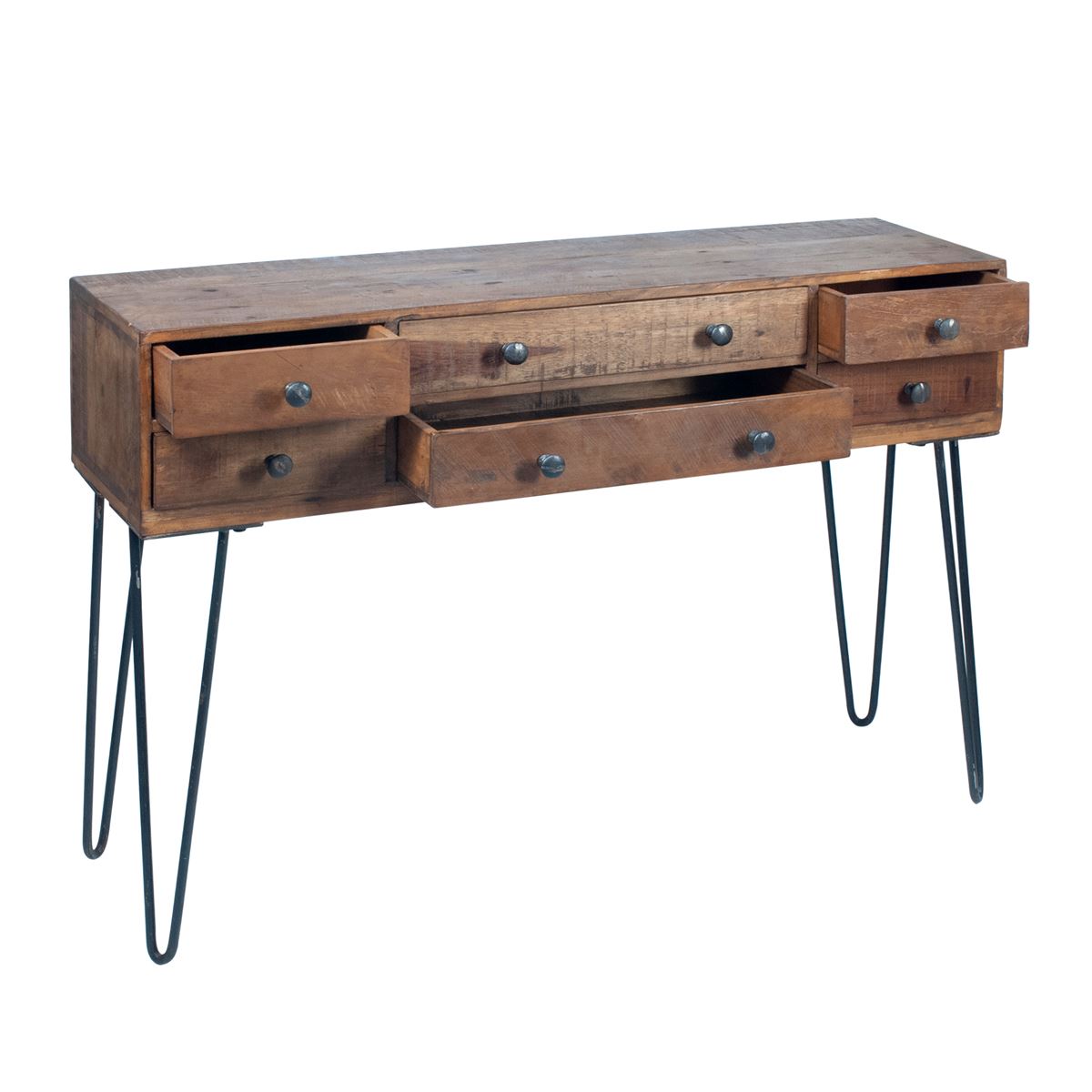 MUEBLE / MESA CON CAJONES 110×76 CM — MADERA & METAL