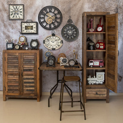 RELOJ DE PARED INDUSTRIAL 45 CM — METAL / CRISTAL