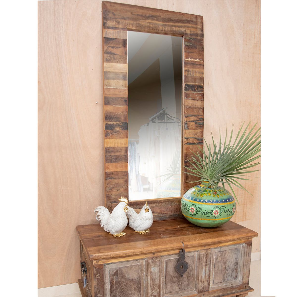Espejo 70 x 140 cm – Estilo Sostenible y Versátil en Madera Reciclada