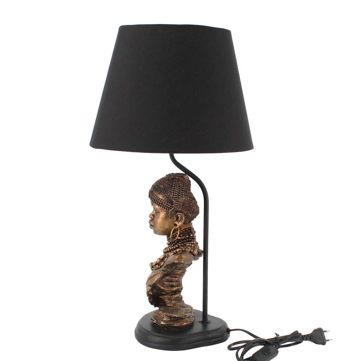 LÁMPARA SOBREMESA BUSTO AFRICANA 30×58 CM — RESINA