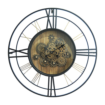 RELOJ DE PARED INDUSTRIAL 79 CM — METAL / CRISTAL