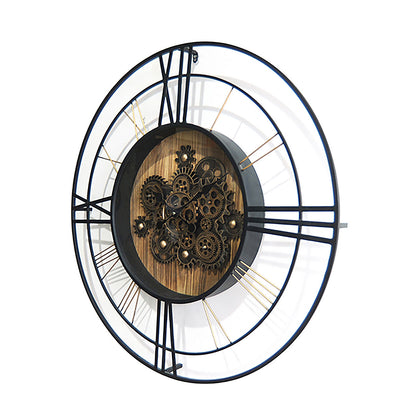 RELOJ DE PARED INDUSTRIAL 79 CM — METAL / CRISTAL