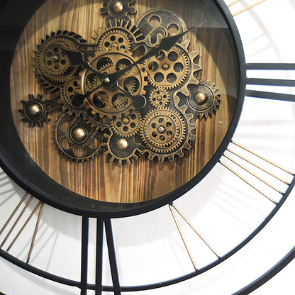 RELOJ DE PARED INDUSTRIAL 79 CM — METAL / CRISTAL