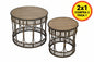 SET 2 MESAS AUXILIARES RATTAN — NATURAL