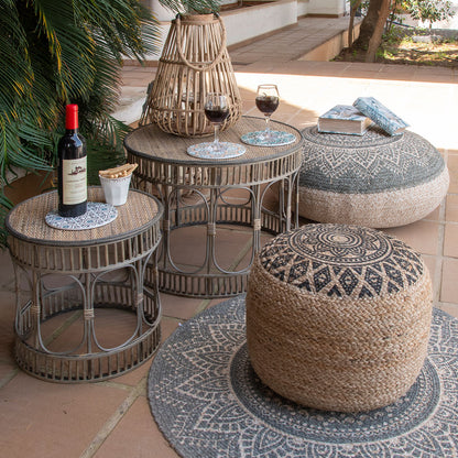 SET 2 MESAS AUXILIARES RATTAN — NATURAL
