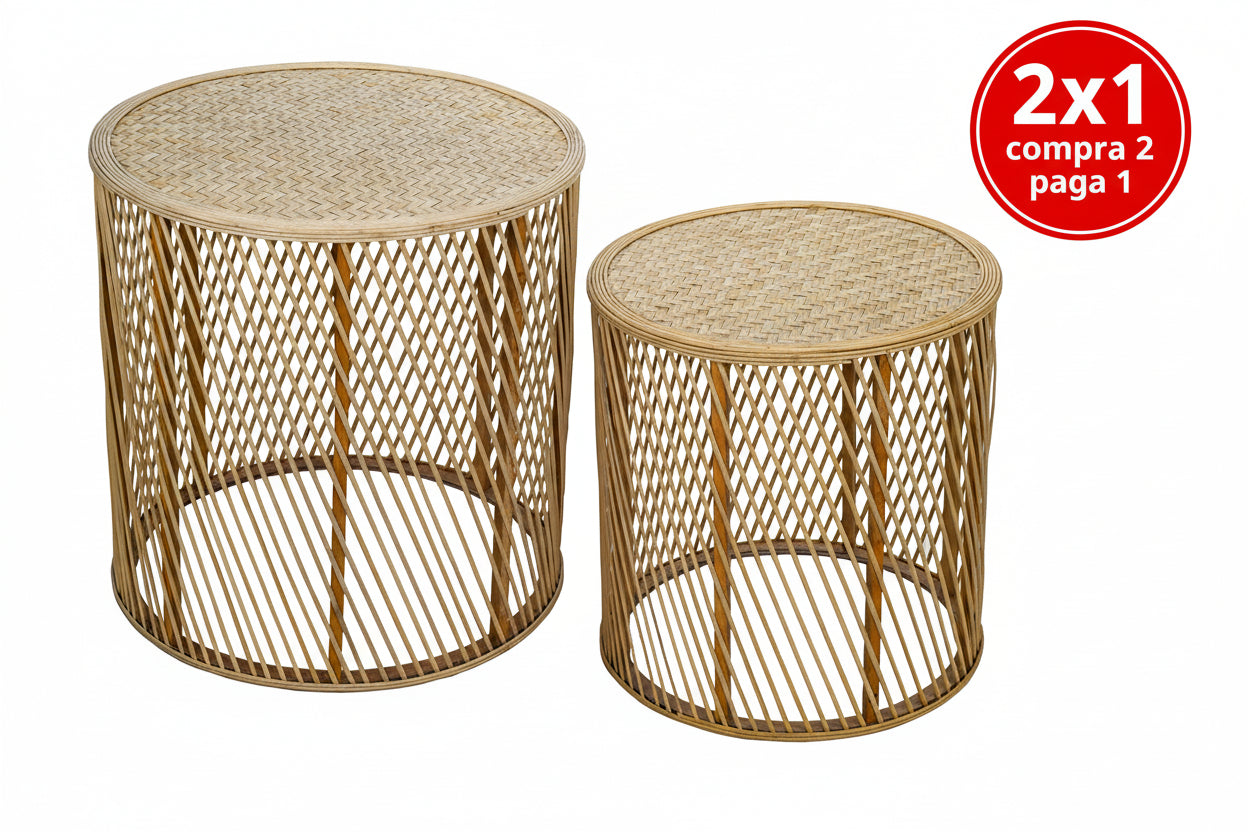 SET 2 MESAS AUXILIARES BAMBU — SUMMER