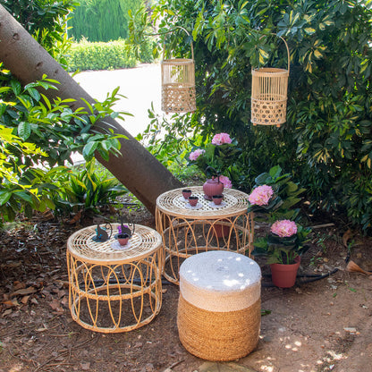 SET 2 MESAS AUXILIARES RATTAN — NATURAL