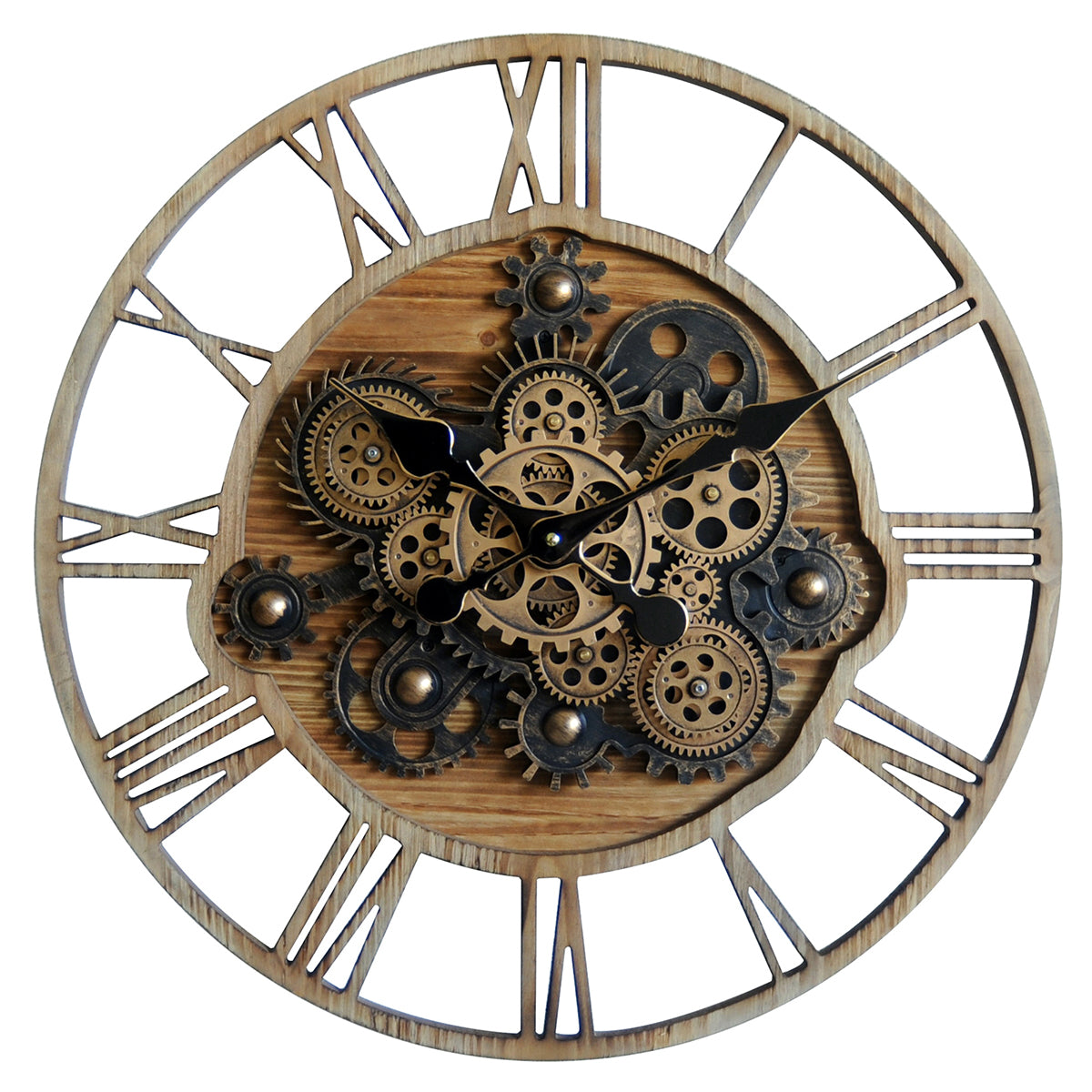 RELOJ DE PARED INDUSTRIAL ENGRANAJE 57 CM — METAL / RESINA
