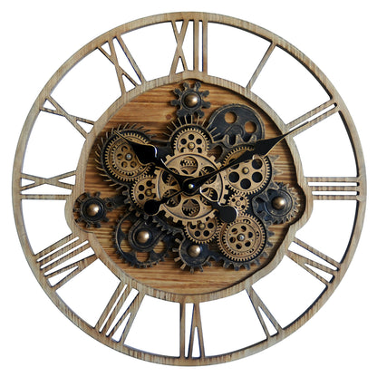 RELOJ DE PARED INDUSTRIAL ENGRANAJE 57 CM — METAL / RESINA