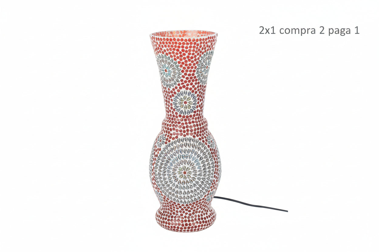 LÁMPARA SOBREMESA 18×45,5 CM — VIDRIO Y ESCAYOLA