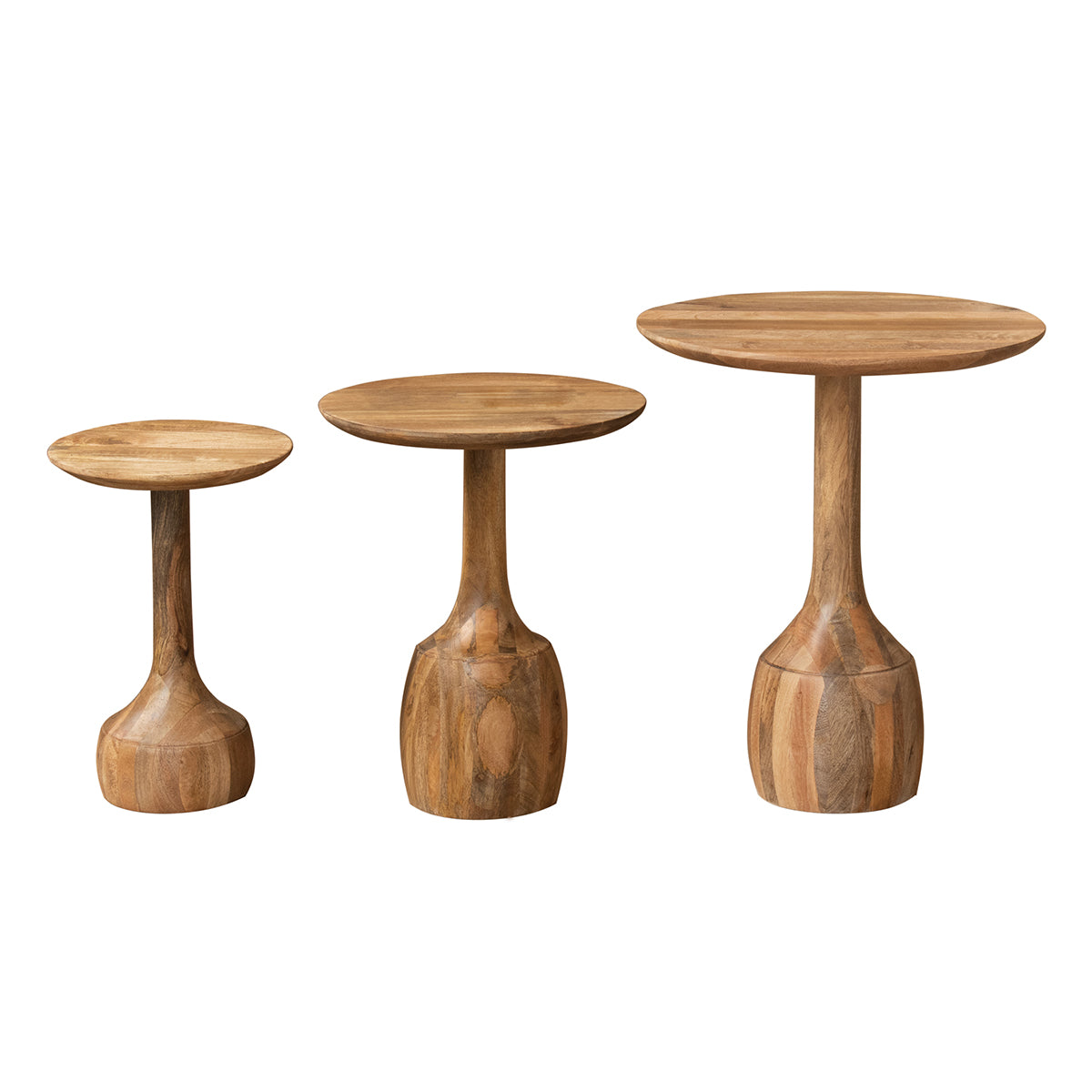 SET DE 3 MESAS DE MADERA DE MANGO — ESTILO ETHNIC
