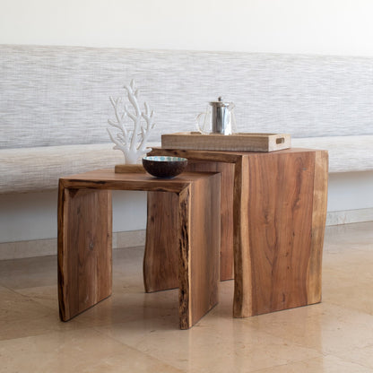 SET DE 2 MESITAS DE MADERA DE ACACIA — ESTILO NATURAL Y FUNCIONAL