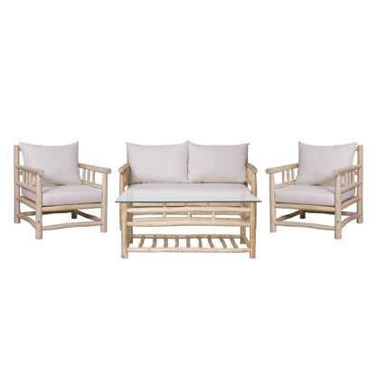 MESA 114×72 CM — MADERA DE TEKA CON CRISTAL