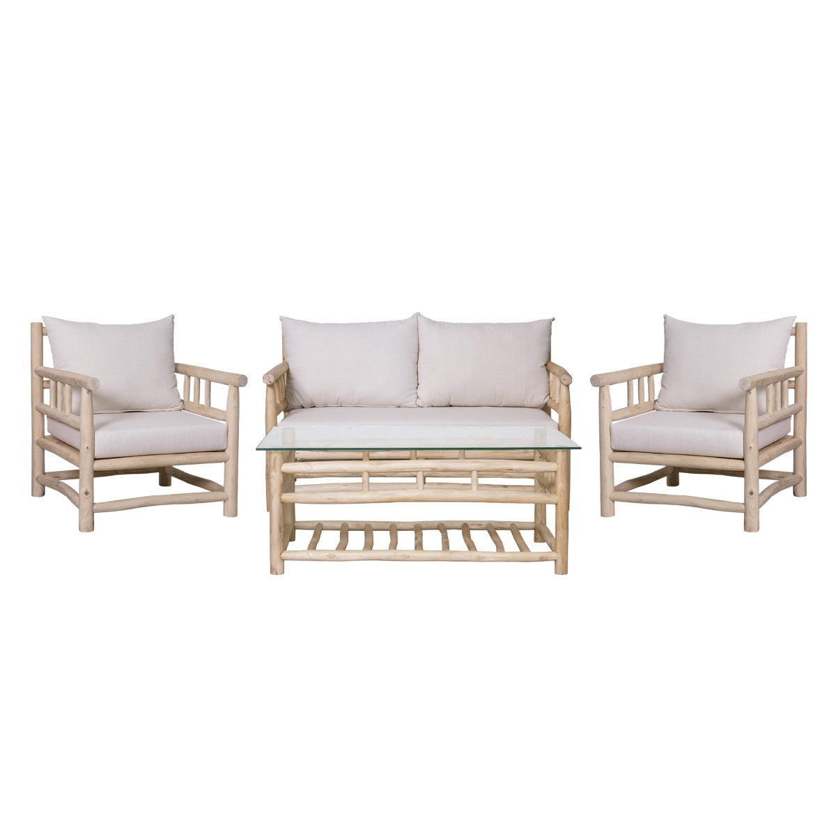 SOFÁ 2 PLAZAS 132×75 CM — MADERA DE TEKA