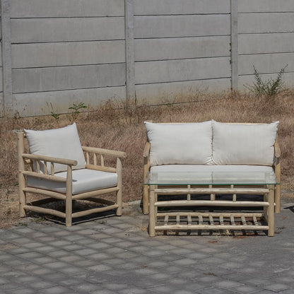 SOFÁ 2 PLAZAS 132×75 CM — MADERA DE TEKA