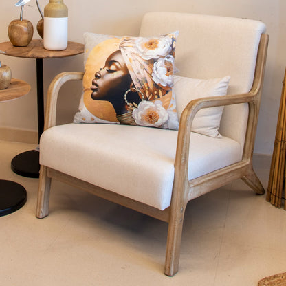 SILLÓN 65×78×77 CM — MADERA Y ALGODÓN