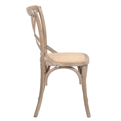 SILLA DE MADERA Y RATTAN 49×47×89 CM — ESTILO ARTISAN