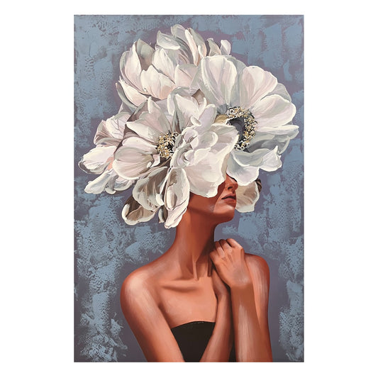 CUADRO MUJER FLORES 80×120 CM — PINTURA
