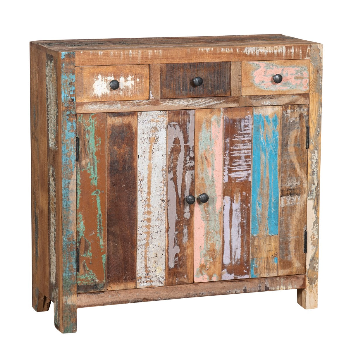 MUEBLE AUXILIAR 3 CAJONES + 2 PUERTAS 80×80 CM — MADERA