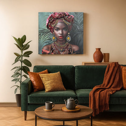 CUADRO MUJER AFRICANA 60×60 CM — LIENZO IMPRESO