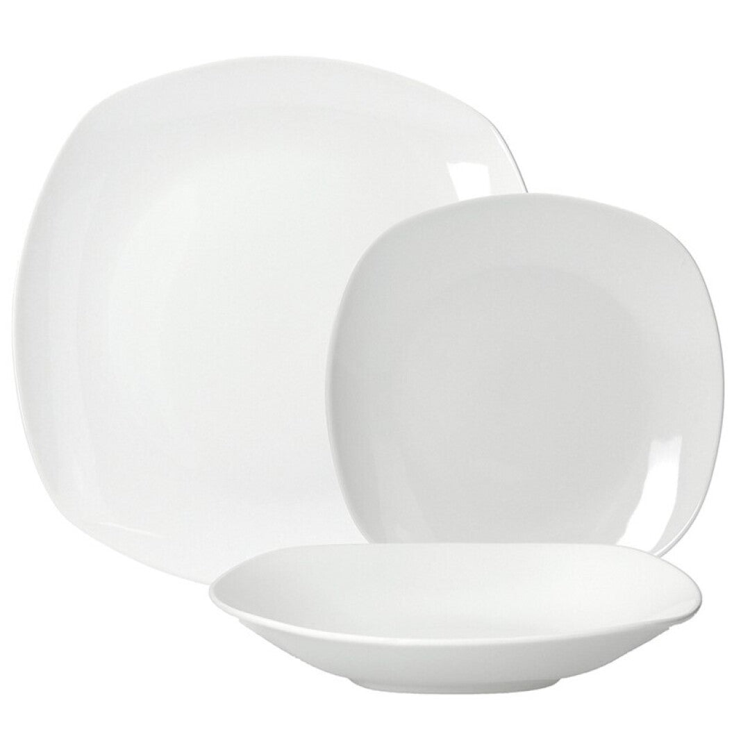 Vajilla Cuadrada Splendor 18 Piezas en Porcelana – 25/21.5/19 cm | Diseño Moderno