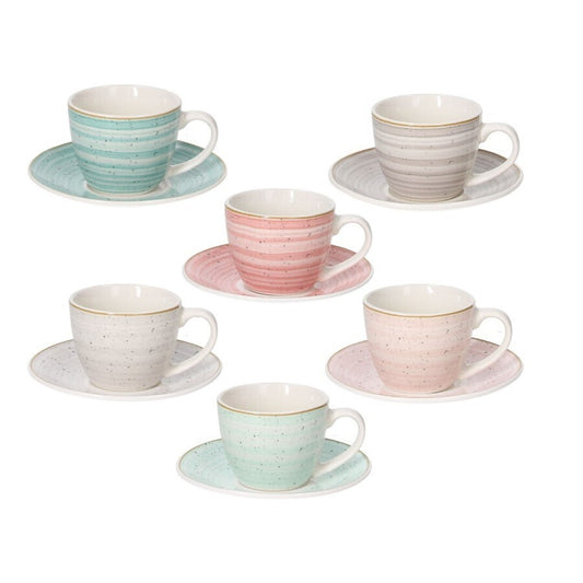 Tazas de Café con Plato Pepper – Set 6 Piezas – New Bone China – Tognana