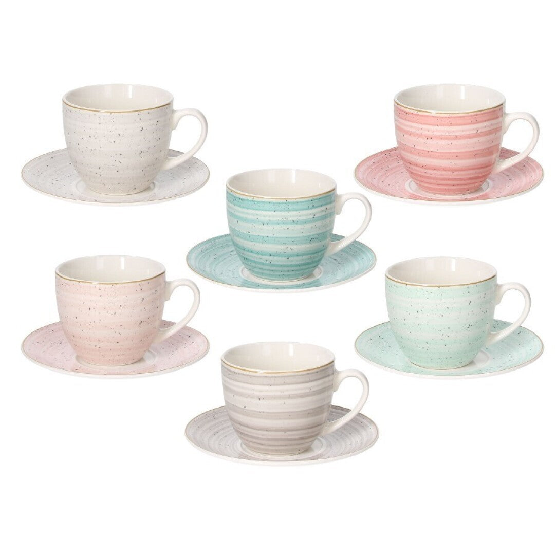 Tazas de Té con Plato Pepper – Set 6 Piezas – New Bone China – Tognana